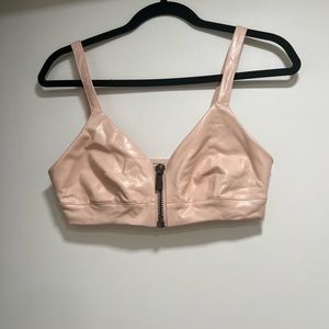 Alo Yoga Liquid Zip Front Sports Bra Pink Size M